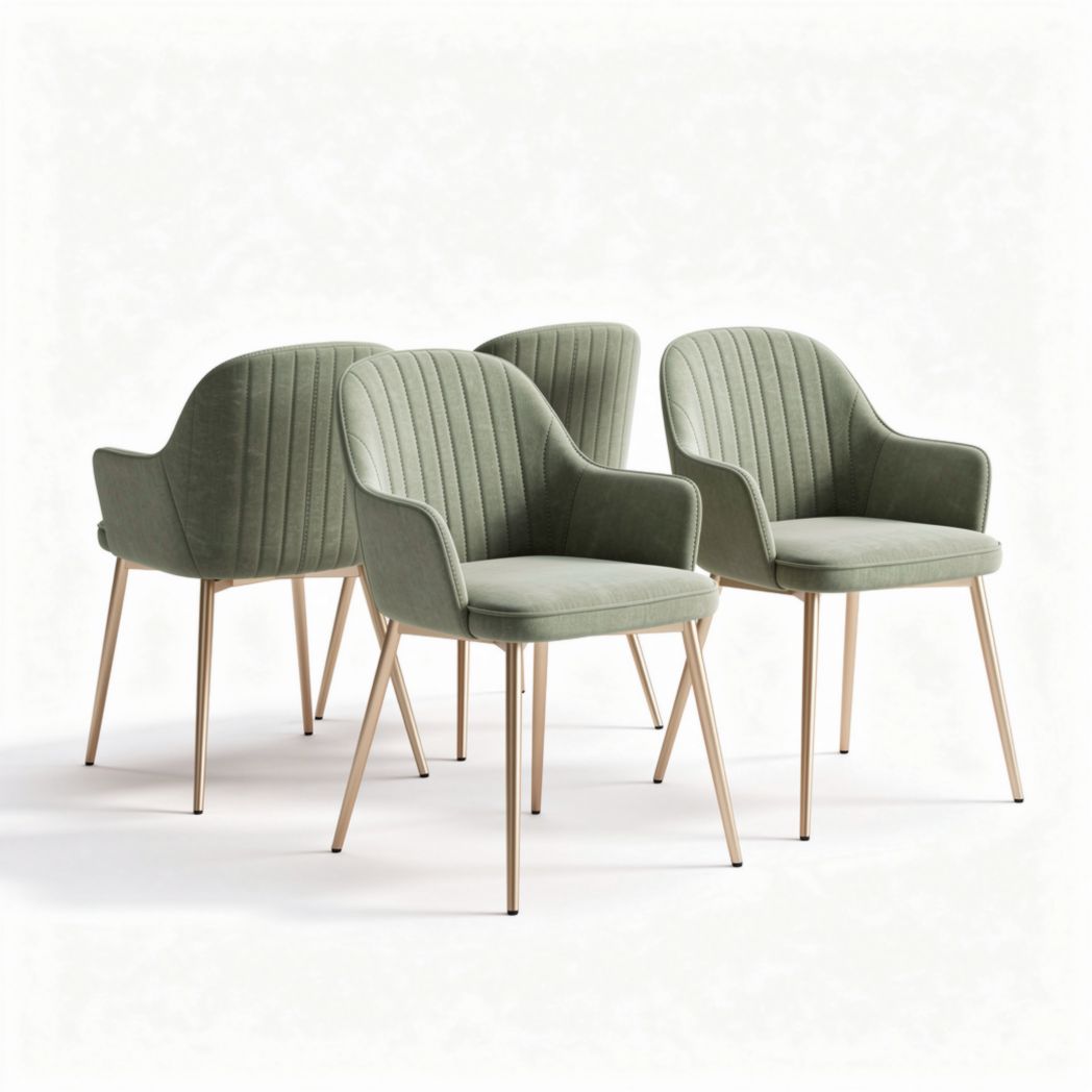 Upholstered dining chair set with metal legs - Not specified size.cm
