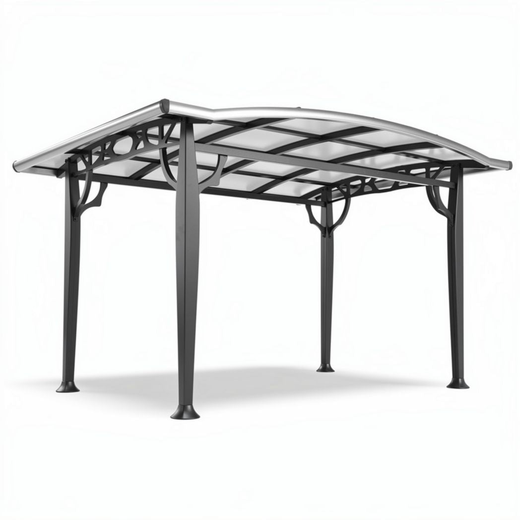 Metal frame outdoor gazebo with a polycarbonate roof - 300 x 300 x 240cm