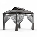 Metal outdoor gazebo with curtains - 300 x 300 x 250cm