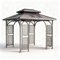 Metal garden gazebo with lattice panels - 240 x 240 x 250cm
