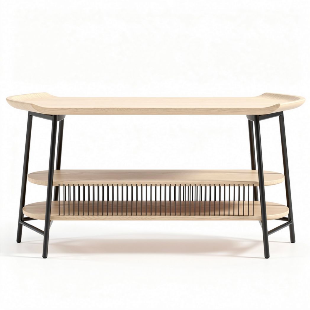 Console table with wooden top and metal legs - 120 x 40 x 75cm