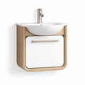 Wall-mounted bathroom sink cabinet with ceramic basin - 80 x 45 x 50cm