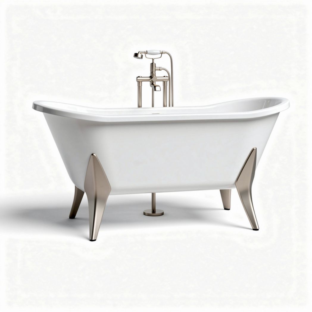 Freestanding acrylic bathtub with sleek chrome faucet - 150 x 70 x 60cm