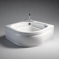 Freestanding corner bathtub with dual armrests - 150 x 100 x 60cm