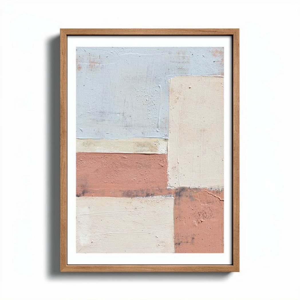 Framed abstract wall art for home decor in wood - 30 x 40 x 2cm