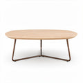 Round wooden coffee table with metal legs - 120 x 80 x 40cm