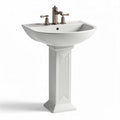 Ceramic pedestal sink with dual faucet holes - 60 x 46 x 85cm
