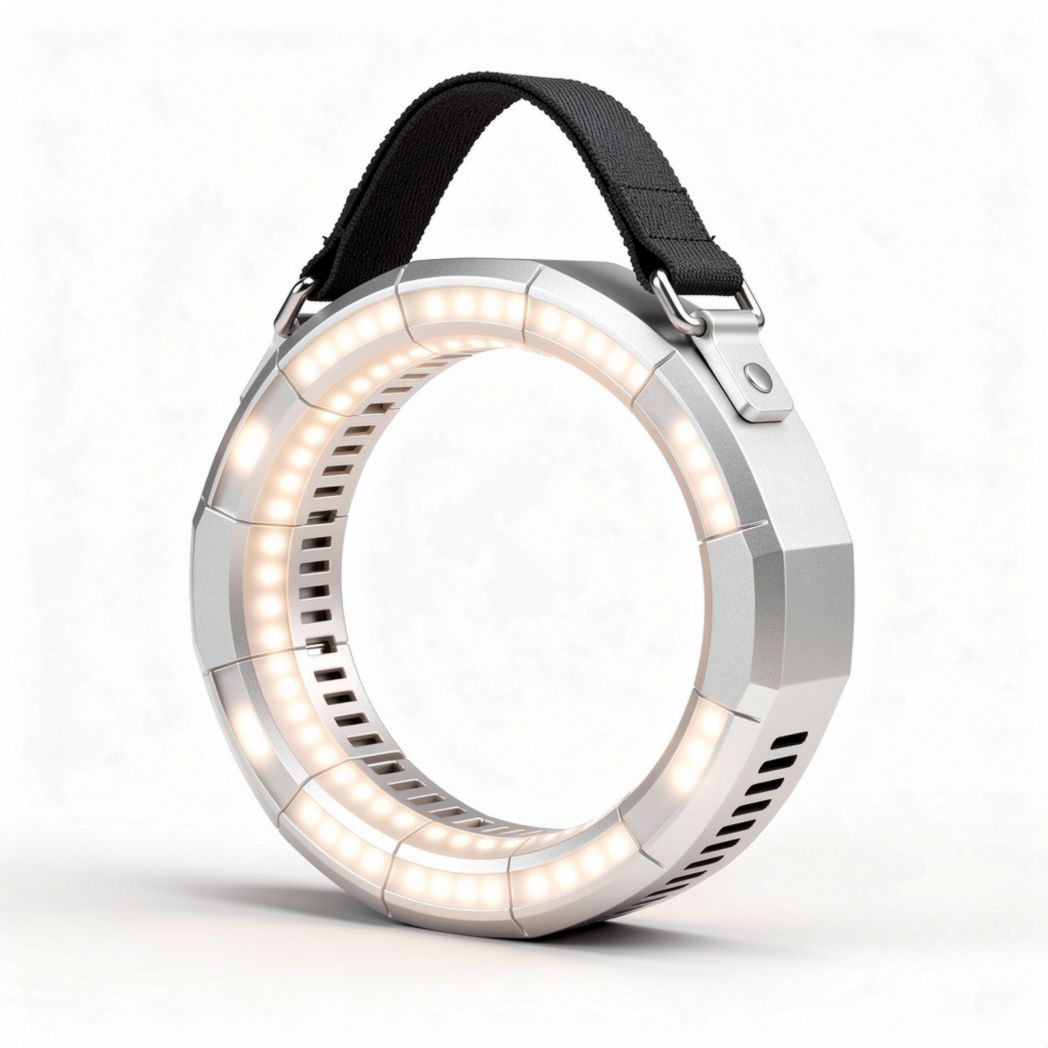 Portable LED light ring with adjustable strap - 25 x 25 x 5cm